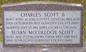 Charles and Susan McCulloch Scott, Founders Cemetery, Cambridge, Ohio