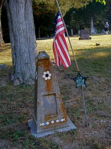 Homemade tombstone with GAR flag holder